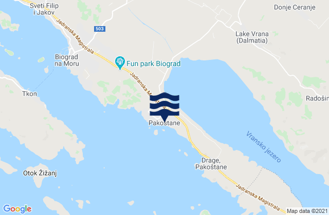 Mappa delle maree di Pakoštane, Croatia