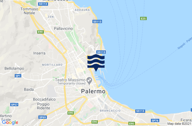 Mappa delle maree di Palermo, Italy