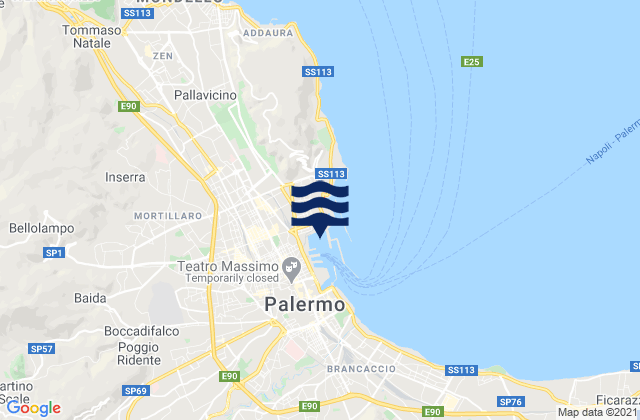 Mappa delle maree di Palermo Sicily, Italy
