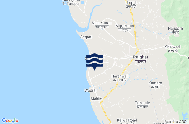 Mappa delle maree di Palghar, India