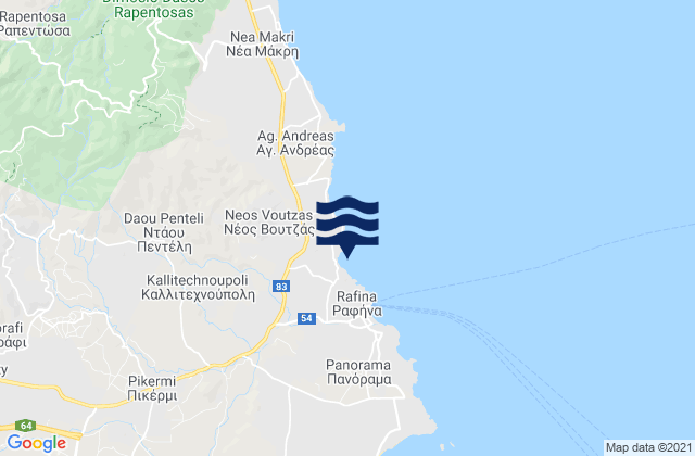 Mappa delle maree di Pallíni, Greece