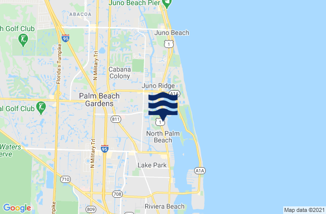 Mappa delle maree di Palm Beach Gardens, United States
