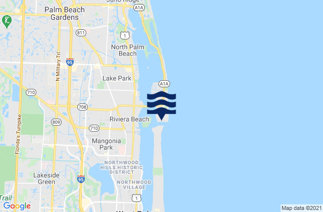 Mappa delle maree di Palm Beach Shores, United States