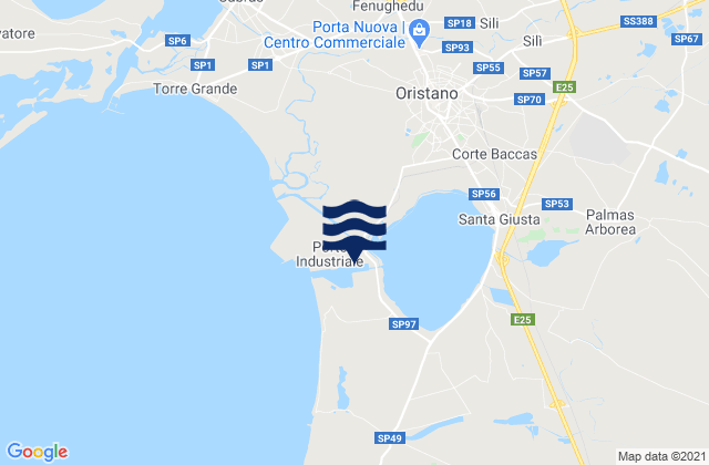 Mappa delle maree di Palmas Arborea, Italy