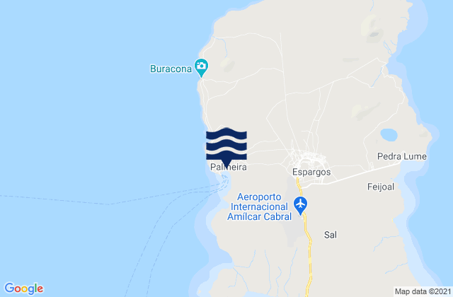 Mappa delle maree di Palmeira, Cabo Verde