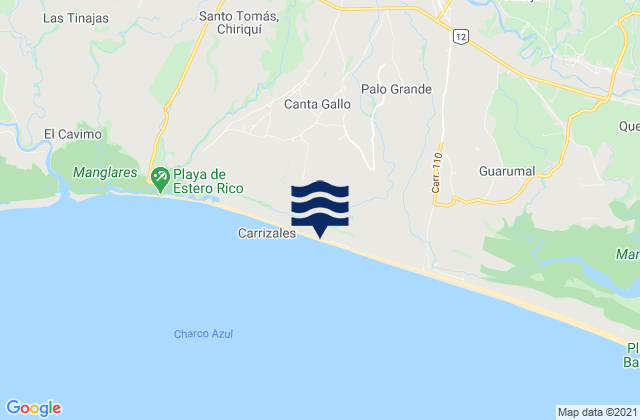 Mappa delle maree di Palo Grande, Panama