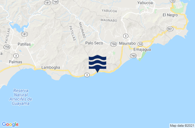 Mappa delle maree di Palo Seco, Puerto Rico
