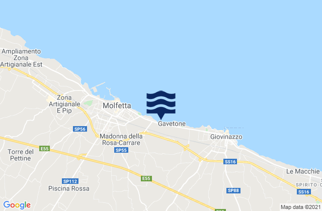 Mappa delle maree di Palombaio, Italy
