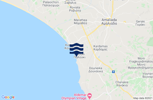 Mappa delle maree di Palouki, Greece