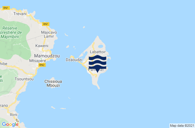 Mappa delle maree di Pamandzi, Mayotte