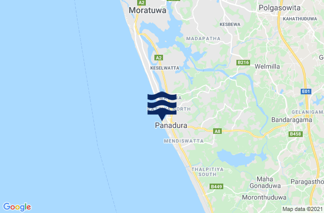 Mappa delle maree di Panadura, Sri Lanka
