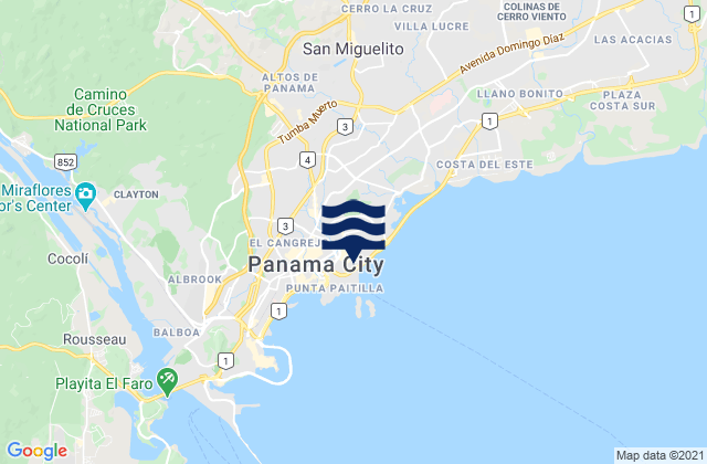 Mappa delle maree di Panamá, Panama