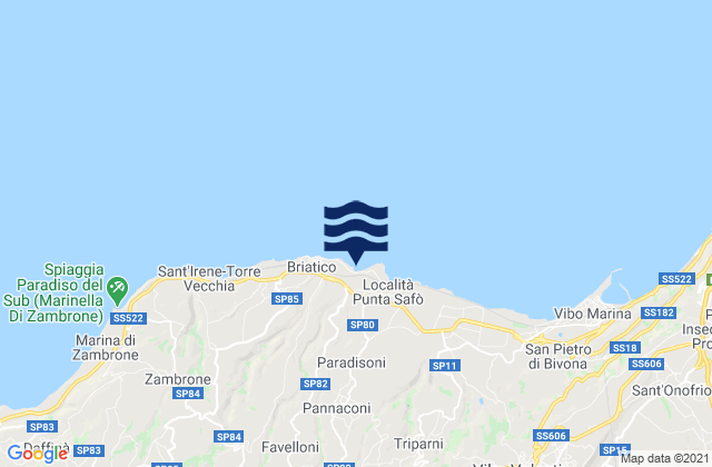 Mappa delle maree di Pannaconi, Italy
