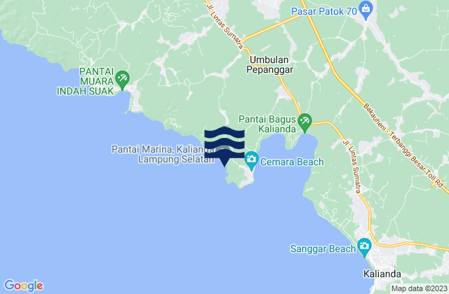 Mappa delle maree di Pantai Tapak Kera, Indonesia
