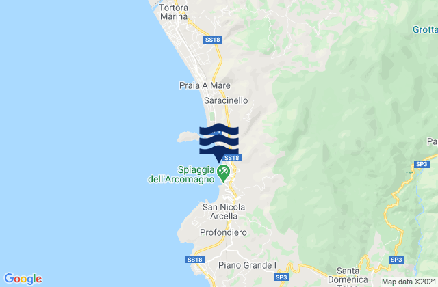 Mappa delle maree di Papasidero, Italy