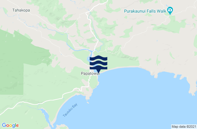 Mappa delle maree di Papatowai, New Zealand