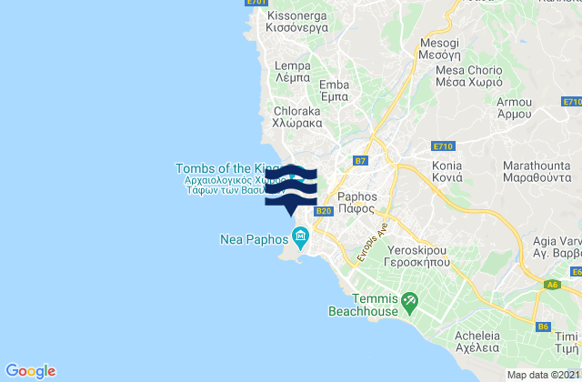 Mappa delle maree di Paphos, Cyprus