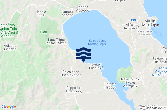 Mappa delle maree di Pappádos, Greece