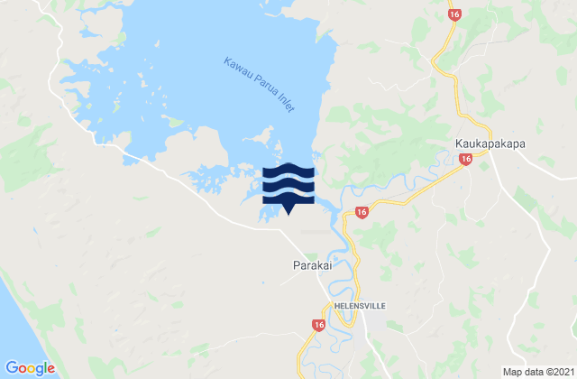 Mappa delle maree di Parakai, New Zealand