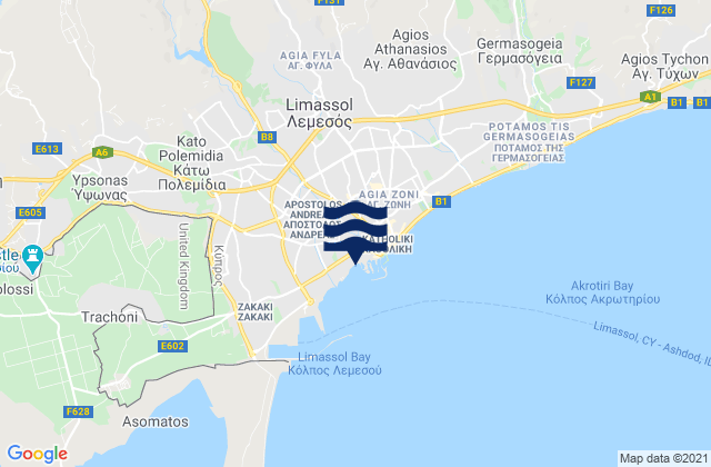 Mappa delle maree di Paramýtha, Cyprus
