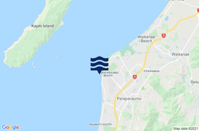 Mappa delle maree di Paraparaumu Beach, New Zealand