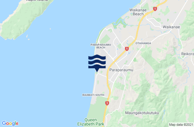 Mappa delle maree di Paraparaumu, New Zealand