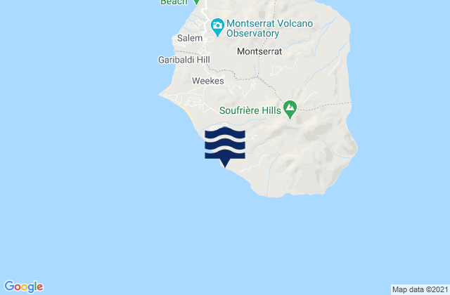 Mappa delle maree di Parish of Saint Anthony, Montserrat