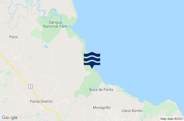 Mappa delle maree di Parita, Panama