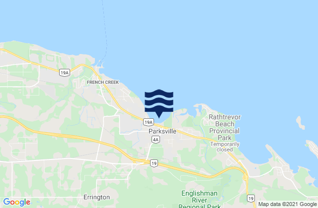 Mappa delle maree di Parksville, Canada