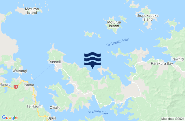 Mappa delle maree di Paroa Bay, New Zealand