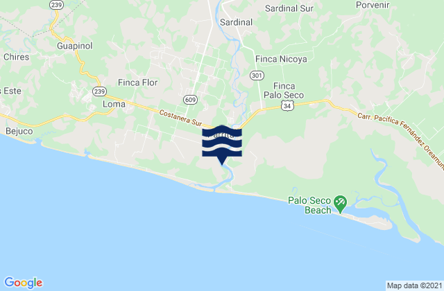 Mappa delle maree di Parrita, Costa Rica