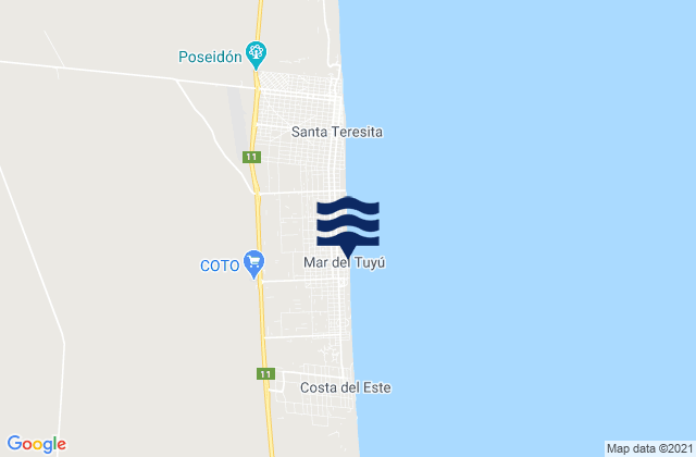 Mappa delle maree di Partido de La Costa, Argentina