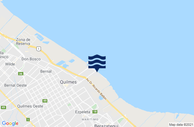 Mappa delle maree di Partido de Quilmes, Argentina