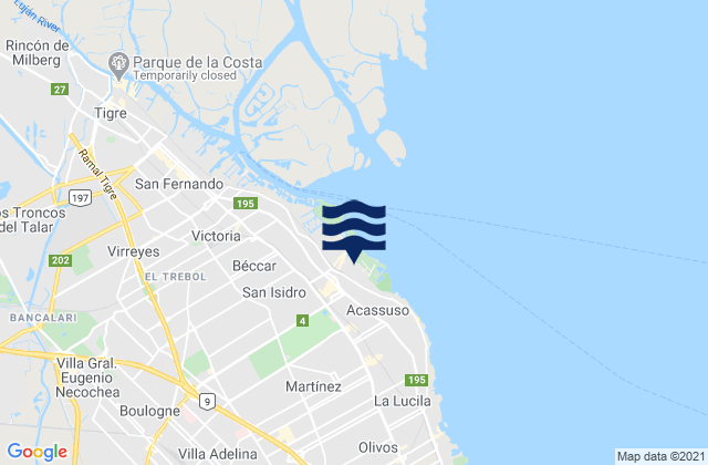 Mappa delle maree di Partido de San Isidro, Argentina