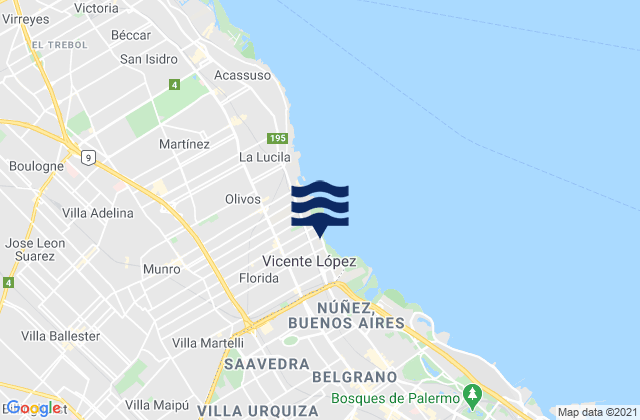 Mappa delle maree di Partido de Vicente López, Argentina