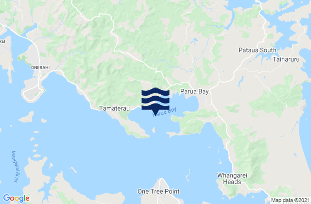 Mappa delle maree di Parua Bay, New Zealand