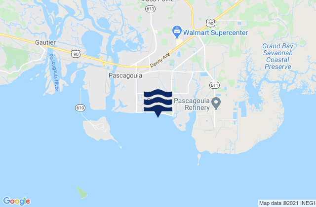 Mappa delle maree di Pascagoula Point, United States