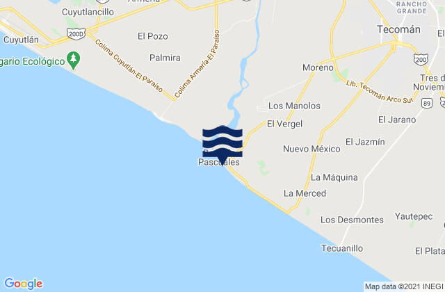 Mappa delle maree di Pascuales, Mexico