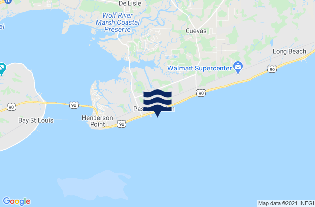 Mappa delle maree di Pass Christian Yacht Club Mississippi Sound, United States