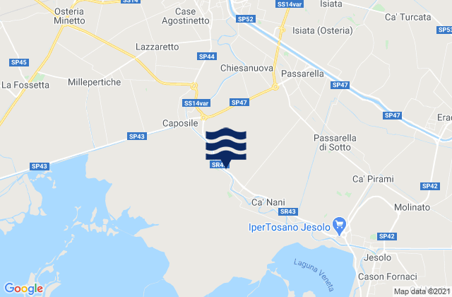 Mappa delle maree di Passarella, Italy