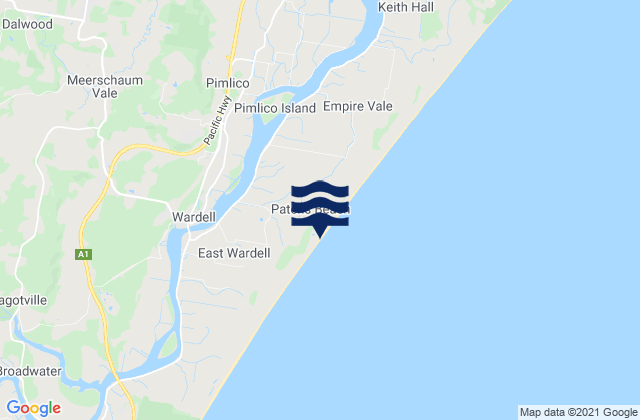 Mappa delle maree di Patches Beach, Australia