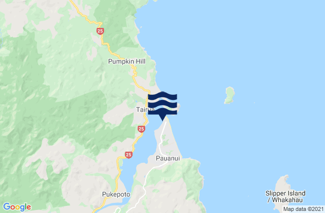 Mappa delle maree di Pauanui Beach, New Zealand
