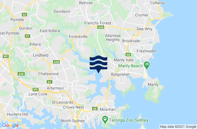 Mappa delle maree di Peach Tree Bay, Australia
