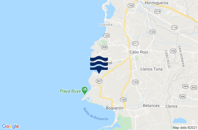 Mappa delle maree di Pedernales Barrio, Puerto Rico