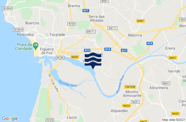 Mappa delle maree di Pedra Branca, Portugal