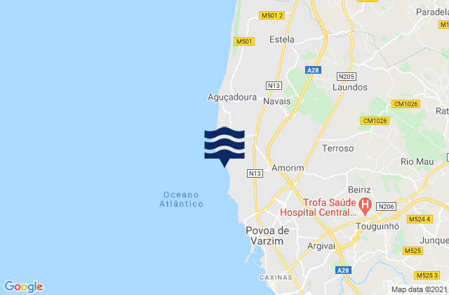 Mappa delle maree di Pedroso, Portugal