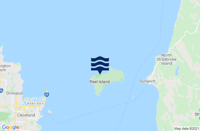 Mappa delle maree di Peel Island, Australia