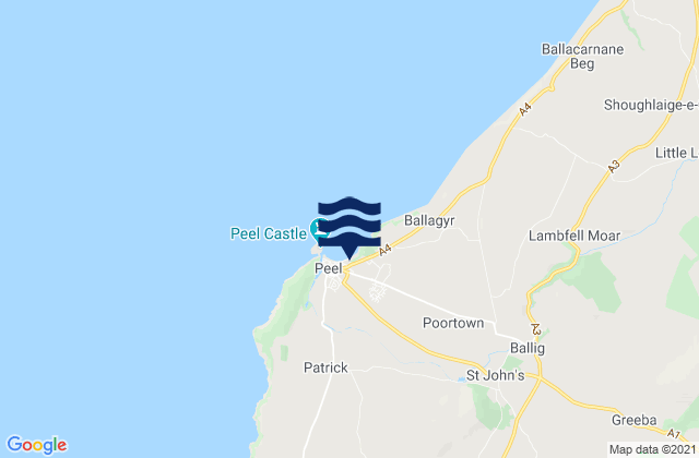 Mappa delle maree di Peel, Isle of Man