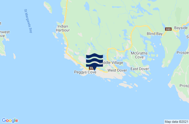 Mappa delle maree di Peggys Cove Soi, Canada