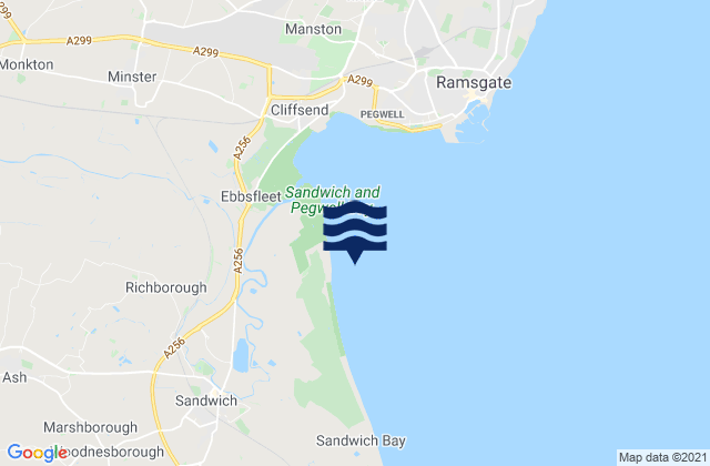 Mappa delle maree di Pegwell Bay, United Kingdom
